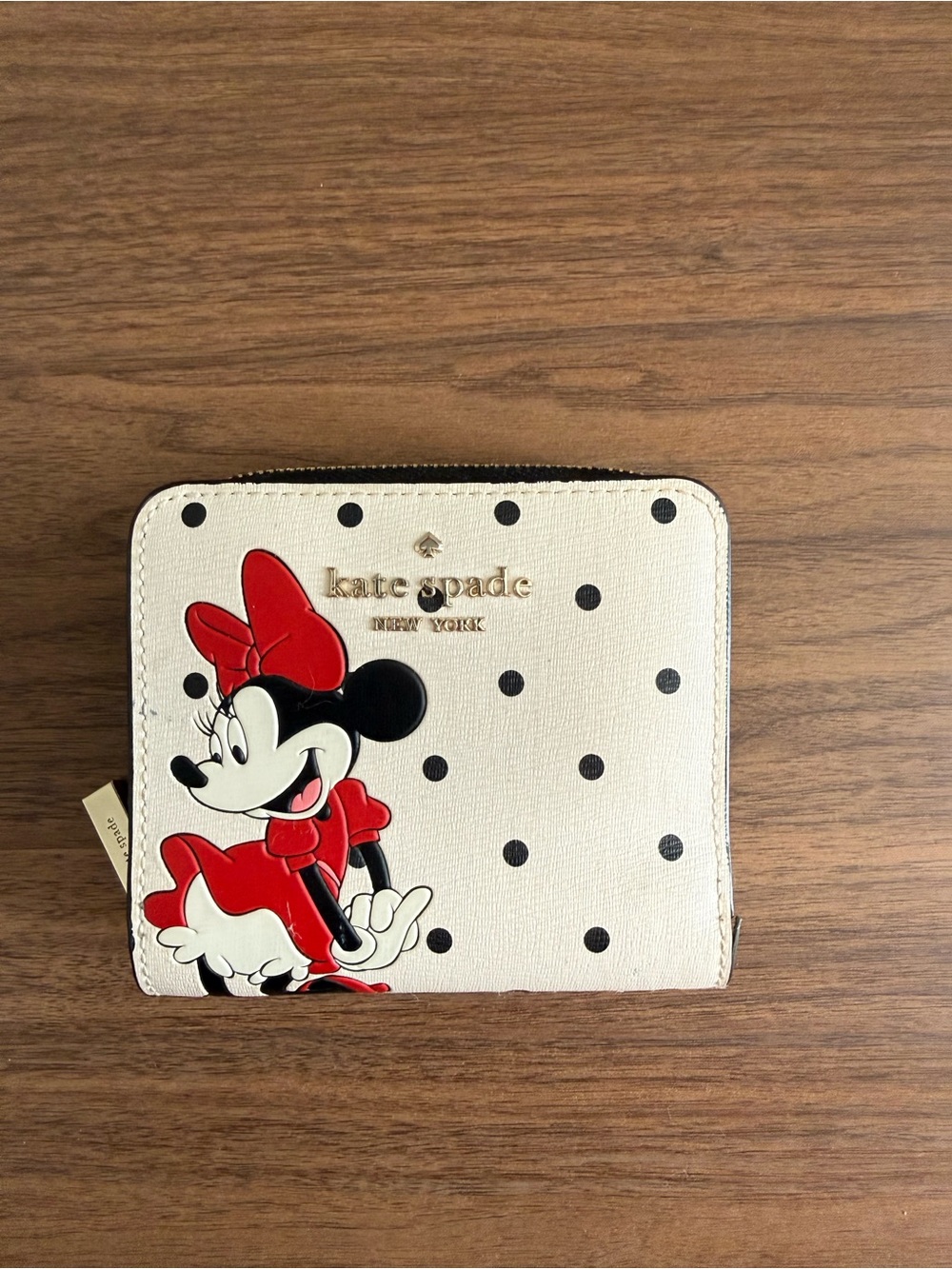 kate spade White & Red Minnie Mouse Polka Dot Zip Wallet